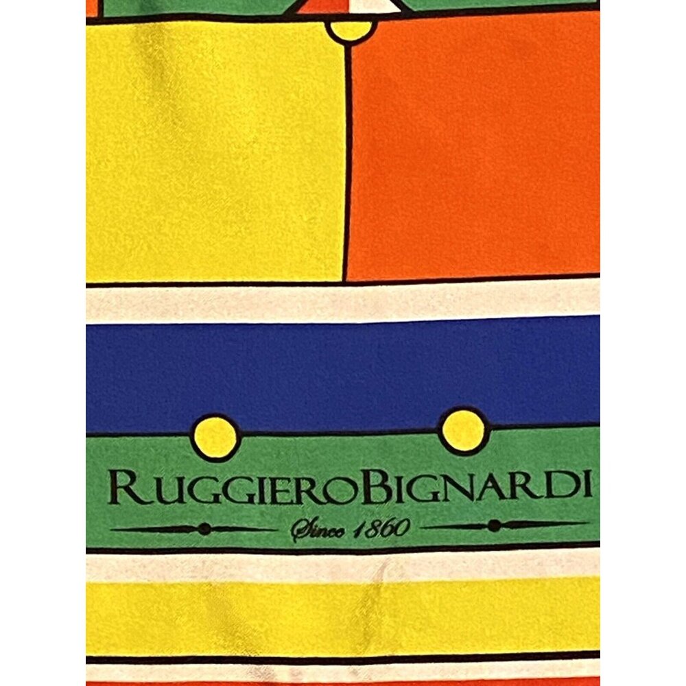 Vintage Ruggiero Bignardi Italy Signed Women’s Square Silk Scarf Geometric 36” - Picture 8 of 10